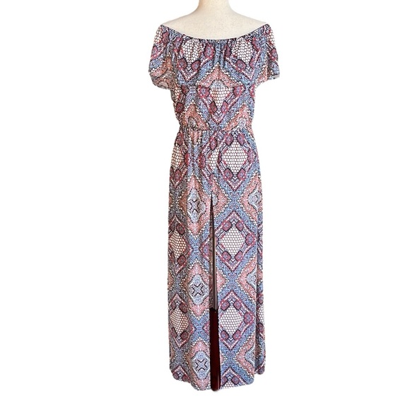 No Comment Geometric Maxi Romper With Ruffle Neckline - Picture 10 of 12